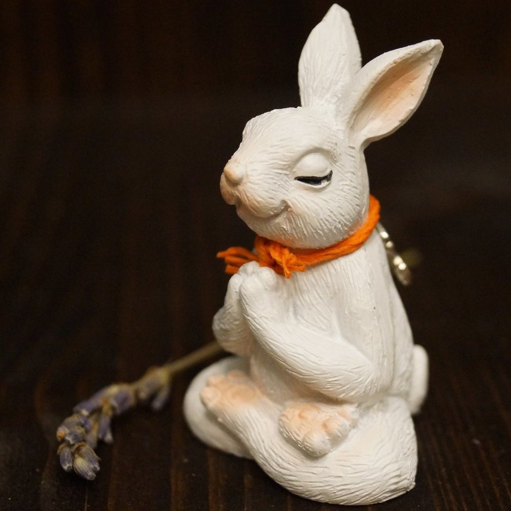 Yoga Rabbit Miniature Bunny Fairy Garden Sacred Om Silver Charm Meditation NEW